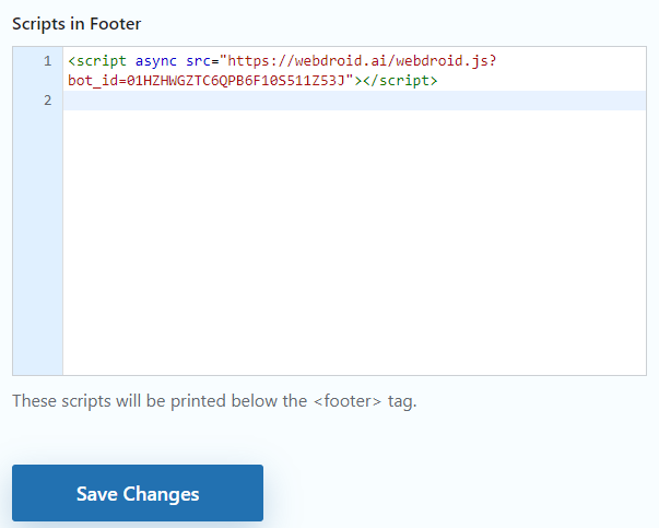 Add Webdroid Script to Footer